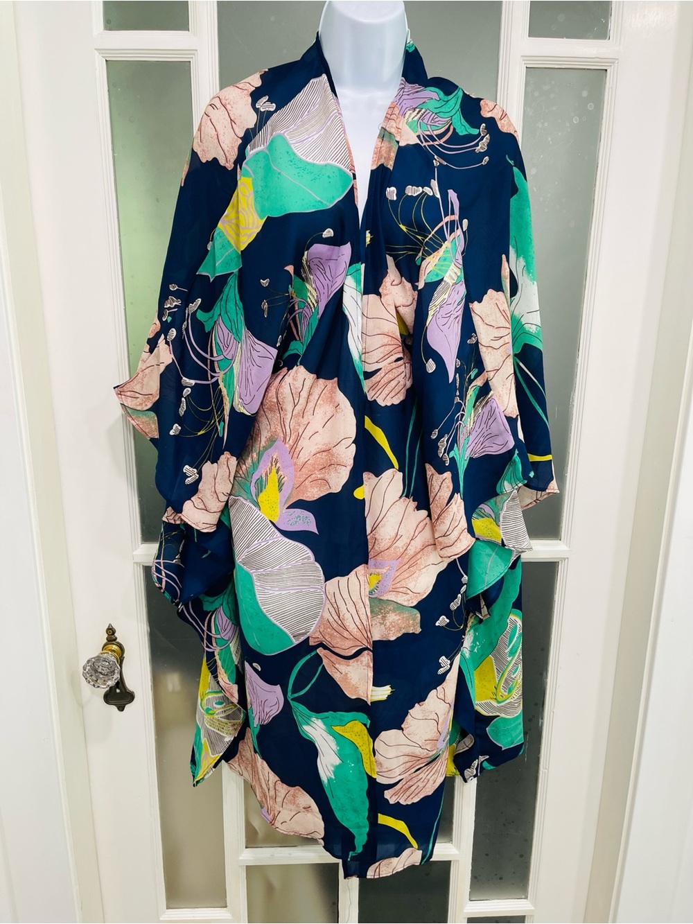 Navy Floral Swim Coverup kimono